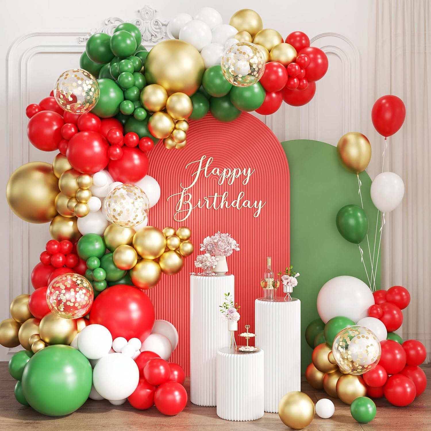 Red White Green and Gold Ballo - Balloon Arch Kit review and price