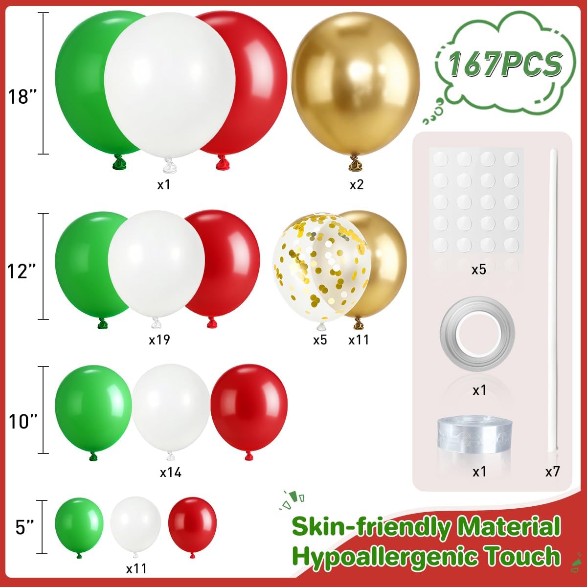 Red White Green and Gold Ballo - Balloon Arch Kit review and price